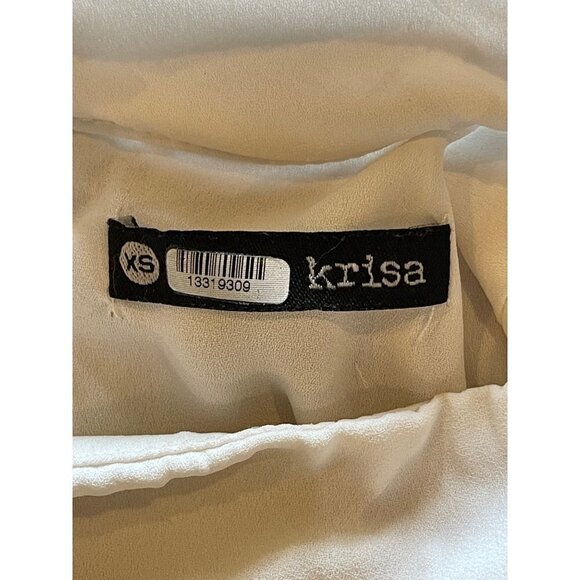 Krisa Ivory Cream High Neck Keyhole Cut Out Front Tie Waist Blouse Size‎ XS - Picture 7 of 11